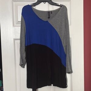 Zoe + phoebe Elegant Women's Long Sleeve Top - Blue, Gray, and Black size xl